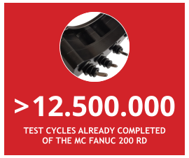 > 12.500.000 Test cycles already completed of the MC Fanuc 200 RD